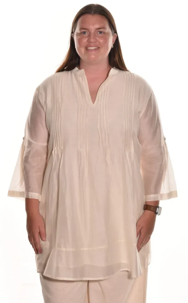 Lea. Pintuck Tunic In Silk Cotton.