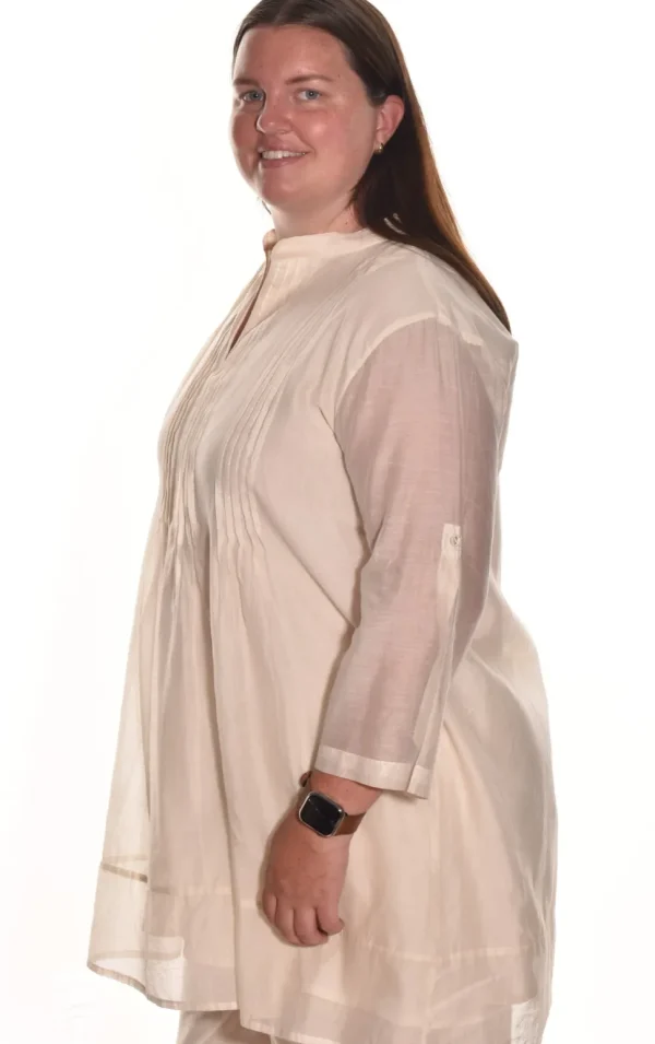 Lea. Pintuck Tunic In Silk Cotton.