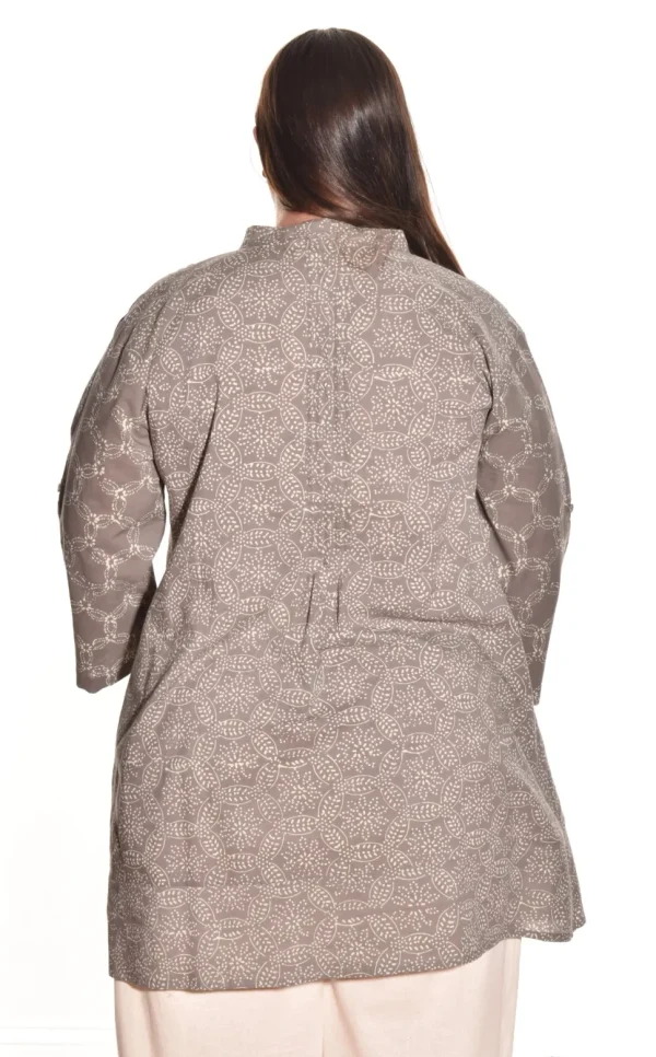 Lea. Pintuck Tunic With Katazome Handblock Print In Organic Cotton.