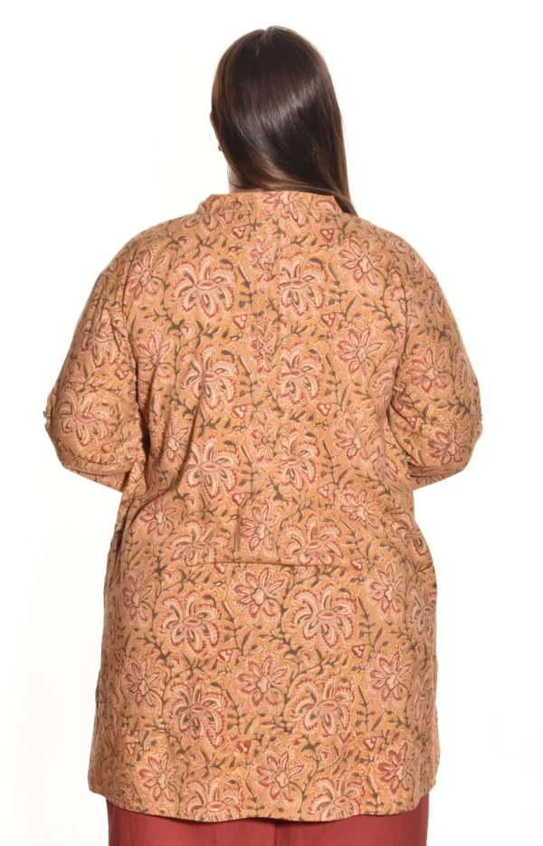 Lea. The Pintuck Tunic With Kalamkari Handblock Print in Organic Cotton.