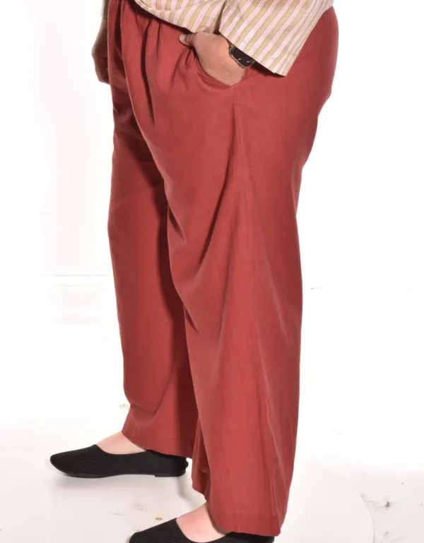Lea. Wide Leg Pant In Cotton Slub.