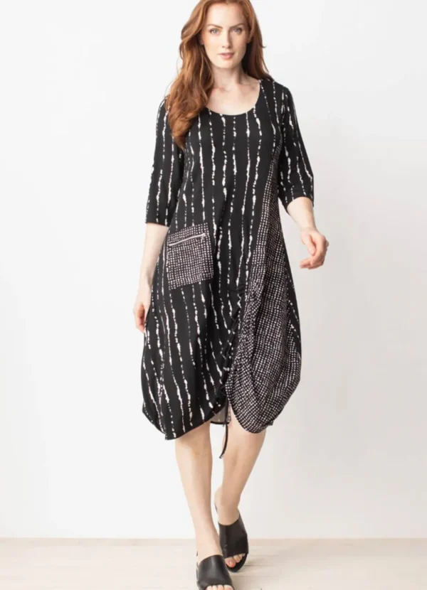 Liv By Habitat. Arthouse Knit Striped Ruched Dress.