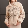 Tribal. Lined Boucle Sherpa Jacket With Embroidery.