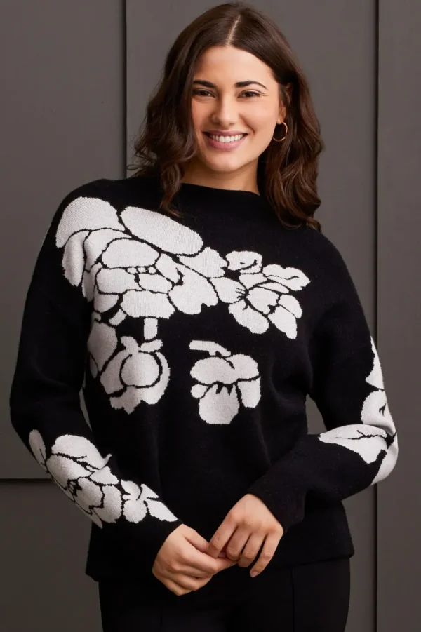 Tribal. Long Sleeve Funnel Neck Sweater.